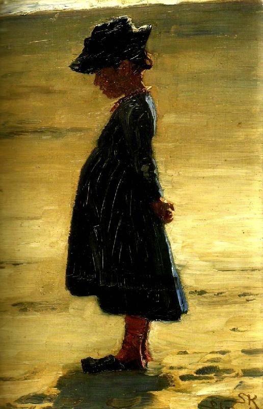 Peter Severin Kroyer en liten flicka pa skagen sonderstrand oil painting image